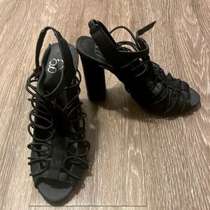 Strappy gx by Gwen Stefani black heels size 6 1/2